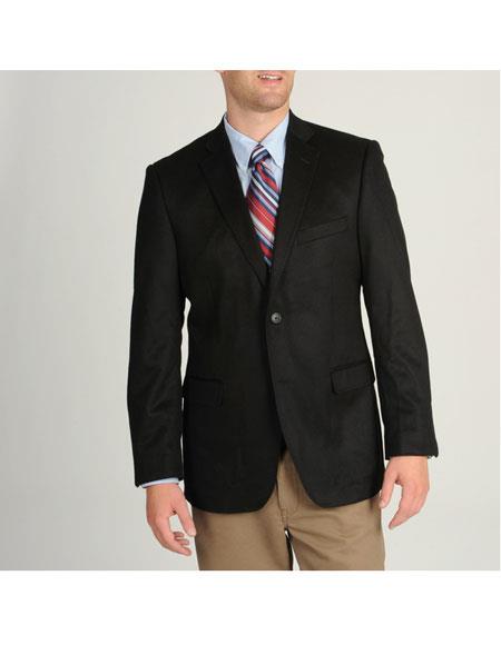  Men's Single Breasted 1 Button Black Cashmere Sportcoat Blazer