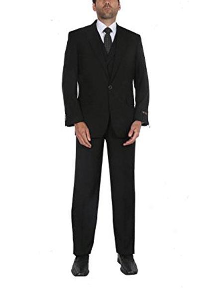  men's Stylish Black 1 button suits double breasted vest peak lapel Athletic Cut Suits Classic Fit pleated pants Clearance Sale Online