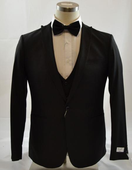  men's 1 Button Peak Lapel Vested suit Peak Lapel 3 Piece Suits Slim Fit Tapper Cut Clearance Sale Online