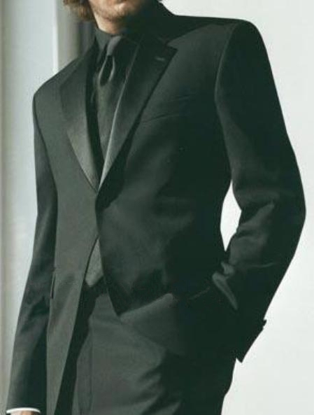 $775 High Quality Umo 1-Button Superior Fabric 140's Wool Fabric Tuxedo Suit +Black Shirt+Black Tie 