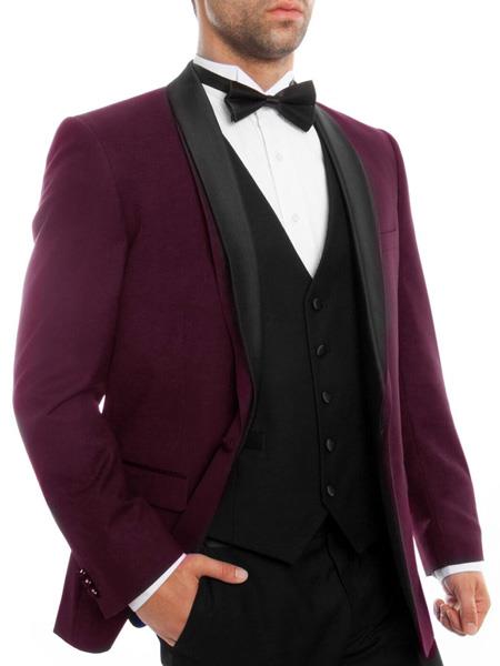 men's Slim Fit Burgundy ~ Maroon Tuxedo