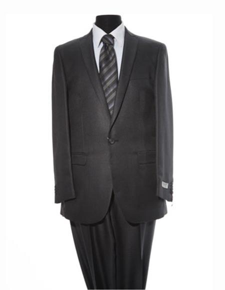 Men's 1 Button Dark Grey Single Breasted Peak Lapel Suit