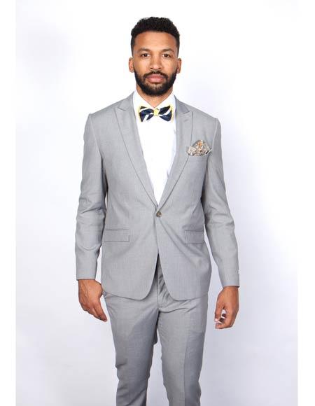  Tapered Leg Lower Rise Pants & Light Gray Get Skinny 100% Wool 1 Button Slim Fit Peak Lapel Suit Clearance Sale Online