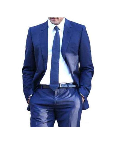  Men's Fifty Shades Navy Blue Darker Notch Lapel 1 Button Suit