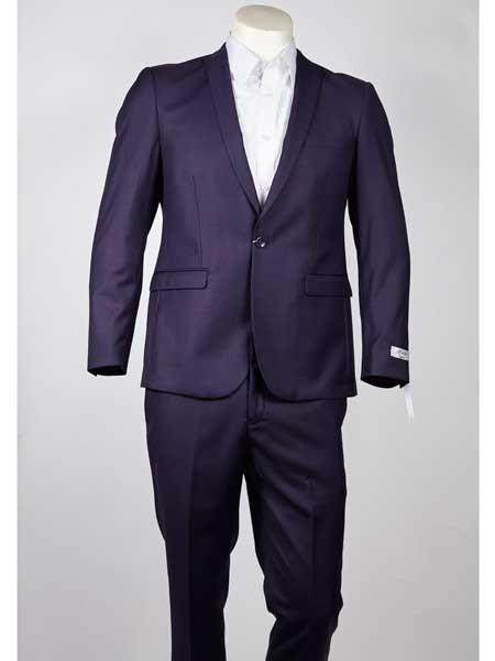  One Button Slim narrow Style Fit Purple color shade Single Breasted Peak Lapel Suit