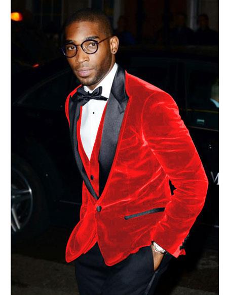 Men's Hot Red Velvet Tuxedo Blazer ~ Sport coat