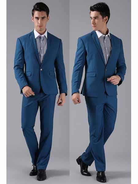  Men's 1 Button Royal Blue Suit For Men Perfect  Formal Wedding Tuxedo Slim Fit Notch Lapel