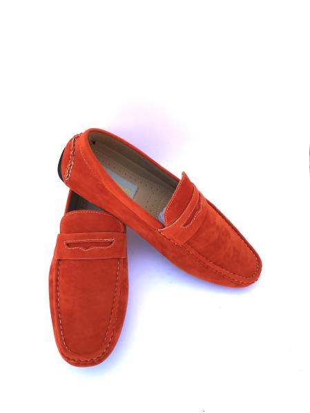  Men's Slip-On Style Solid Orange ~ Rust ~ Cognac Fashionable Loafers 