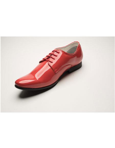 Men's Shiny Coral ~ Peach Lace Up Leather 1920s style fashion men's shoes