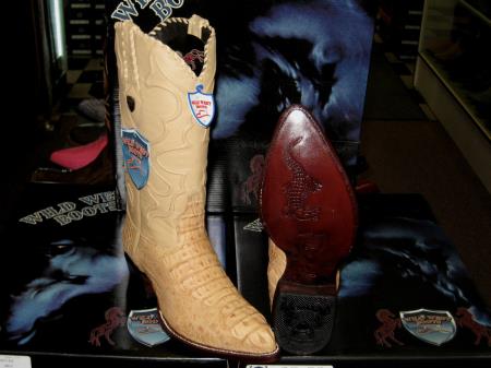 Wild West Oryx Tan khaki Color ~ Beige Genuine Crocodile ~ Alligator skin Western Cowboy Boot (D) 