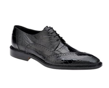  Belvedere Nino Black Ostrich Eel Brogue Shoes