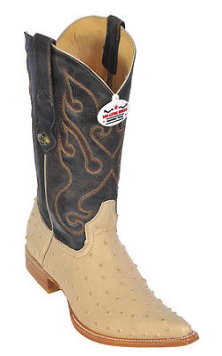 Ostrich Print Beige Authentic Los altos Cowboy Boots Western Classic Rider 