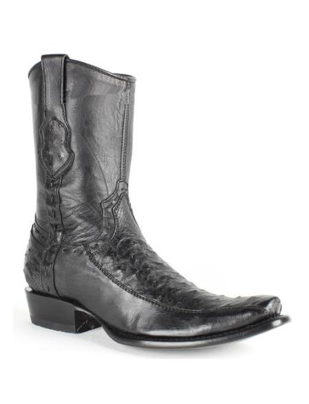  Men's King Exotic Dubai Toe Black Genuine Ostrich Skin Handcrafted Leather Boots