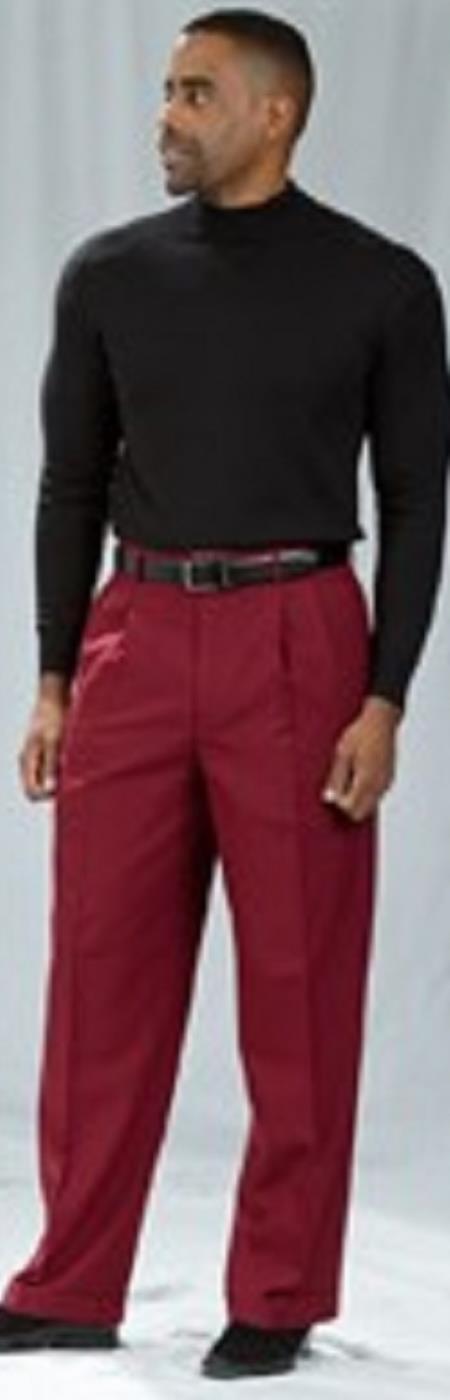  Pacelli Pleated Baggy Fit Burgundy Dress Pants 1920s 40s Fashion Clothing Look ! 