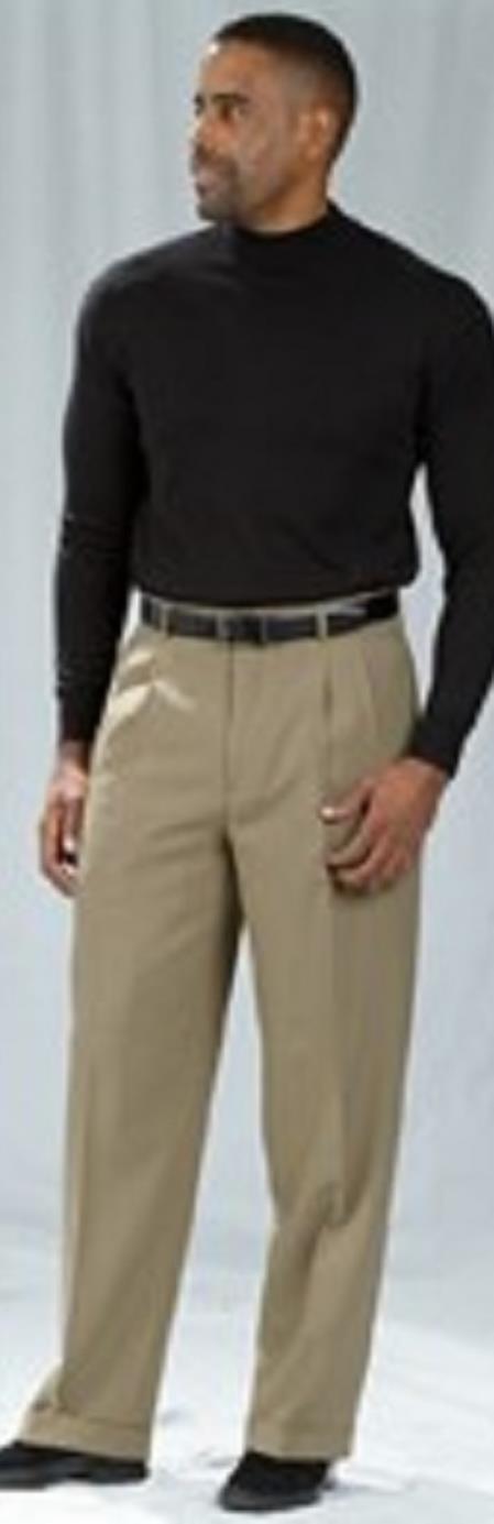  Pacelli Pleated Baggy Fit Dark Khaki Dress Pants 1920s 40s Fashion Clothing Look ! 
