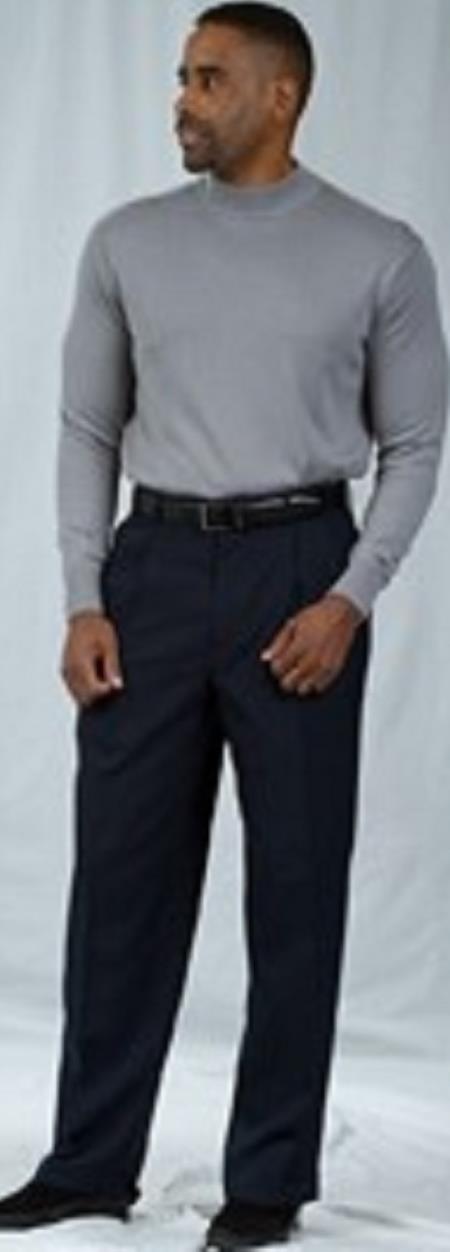 Pacelli Pleated Baggy Fit Navy Dress Pants