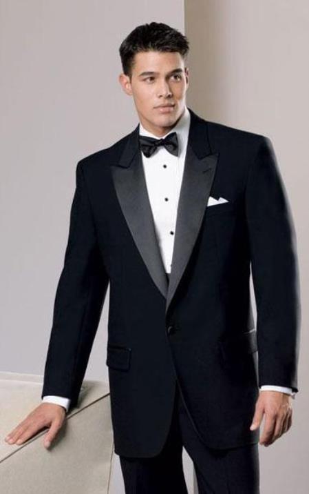  Men's 100% Worsted Wool 1920s Tuxedo Style with Peak Lapel