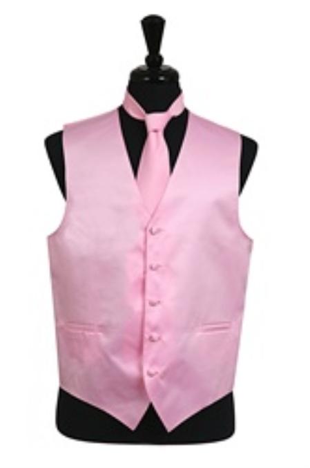 Vest Tie Set Pink Tuxedo