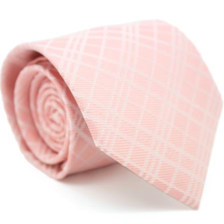 Slim narrow Style Peach Pink Gentlemans Necktie with Matching Handkerchief - Tie Set 