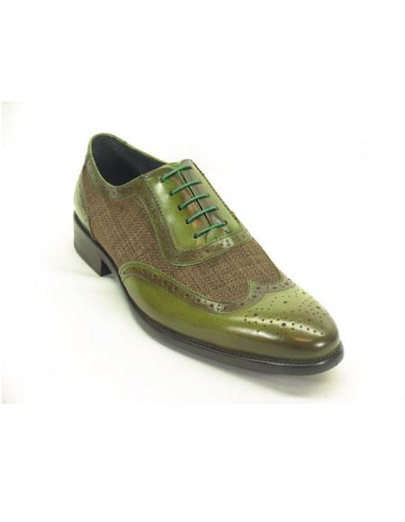  Mens Green Dress Shoes Mens Plaid Leather Wingtip Oxford Olive Fashionable 1920s style fashion men's shoes