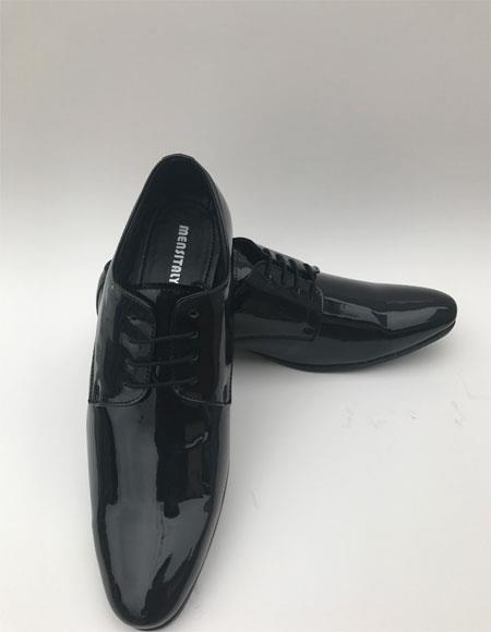  Men's Tuxedo Black Plain Toe Lace Up Style Formal Shiny Dress Shoes