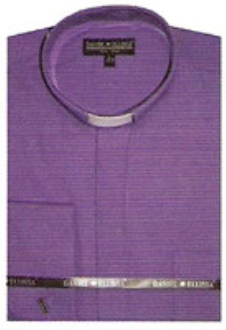 65% Poly Banded Collar dress shirts without collars no collar mandarin Collarless Purple color shade 