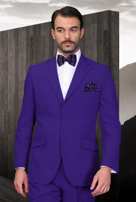 Purple color shade Athletic Cut Suits Classic Fit  2 Button Style 