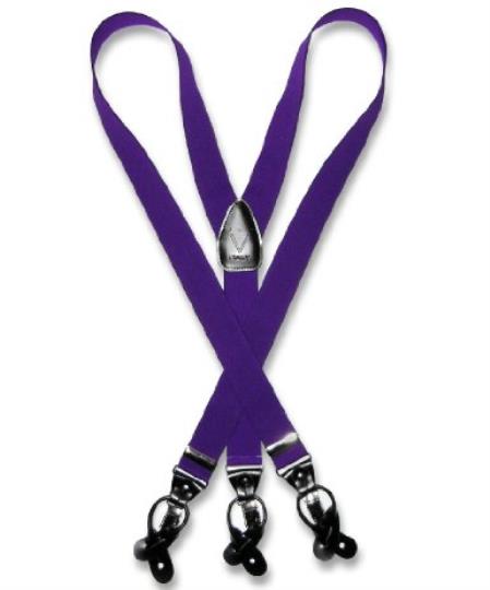 Purple color shade Suspenders Y Shape Back Elastic Button & Clip Convertible 