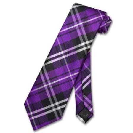 Purple color shade Liquid Jet Black White Design Neck Tie 