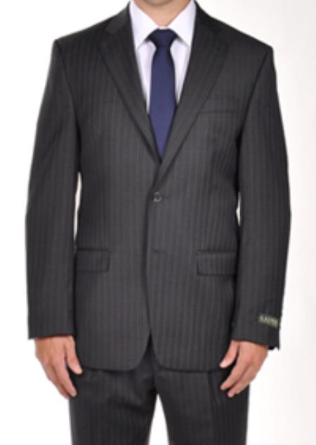 Grey Pinstripe Dress Suit Wool