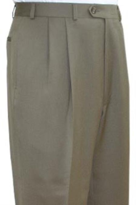 Fabric Quality Dress Slacks / Trousers Tan khaki Color ~ Beige Pleated Slacks Pants Wool
