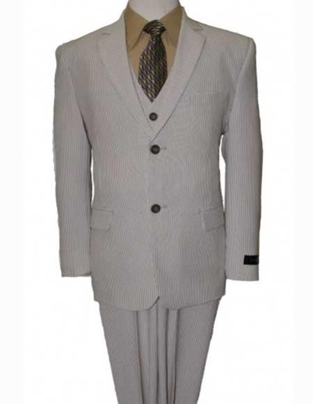 Boy's 3 Piece Notch Lapel Poly Rayon Elbow Patches Matching Vested Cheap priced men's Seersucker Suit Sale Tan Boys And Men Suit
