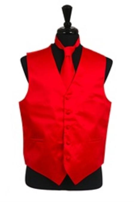Vest Tie Set red color shade 
