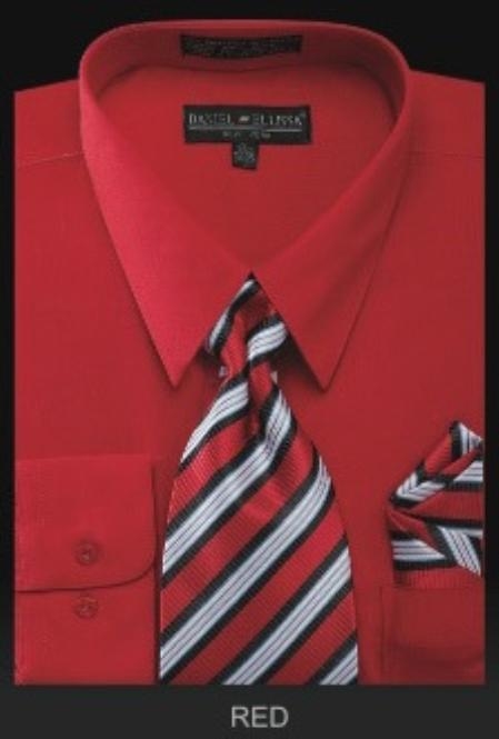 Affordable Clearance Cheap Mens Dress Shirt Sale Online Trendy - Dress Shirt - PREMIUM TIE - red color shade 