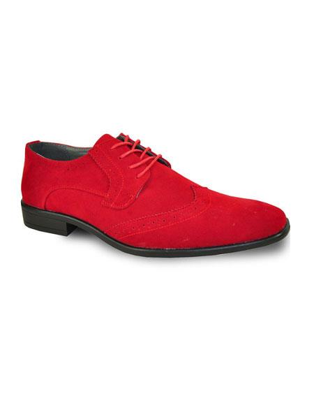  Men's Fashionable Red Tuxedo Lace Up Suede Shoes
