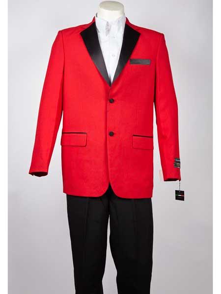  red color shade Two Tone Trimming Notch Lapel 2 Button Style Single Breasted Tuxedo