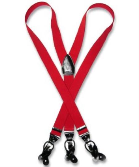 red color shade Suspenders Y Shape Back Elastic Button & Clip Convertible 