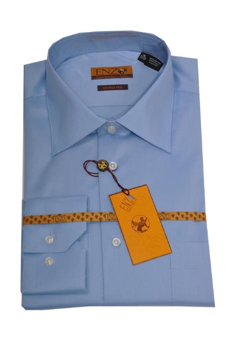 Online Discount Dress Lay down Shirt Blue Regular Cuff 61101-2 