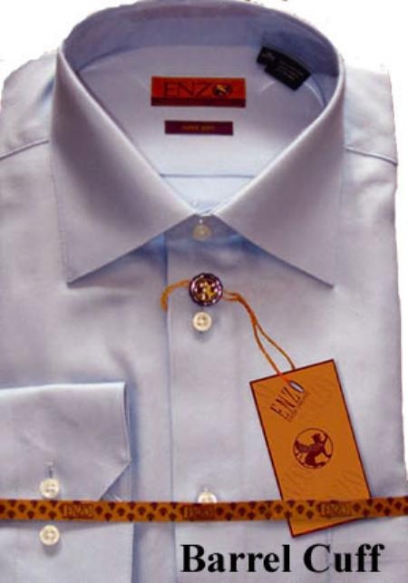 Online Discount Dress Lay down Shirt Blue Twill Regular Cuff 61102-2-B 