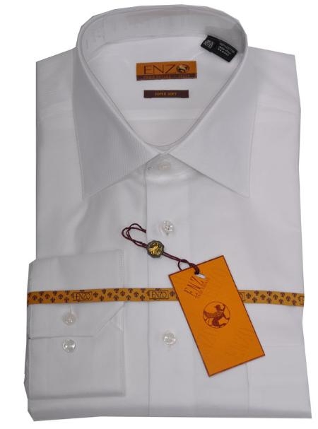 Online Discount Dress Lay down Shirt White Twill Regular Cuff 61102-1-B 