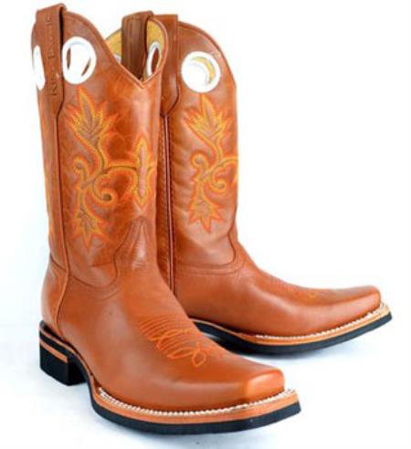 King Exotic Boots Rodeo Style Leather Welt Construction Cognac Boot 