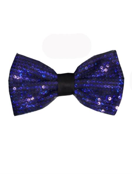  Sparkly Bow Tie Royal Blue Men's Polyester Sequin Bowtie