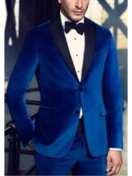 Men's 2 Button Royal Blue Suit For Men Perfect Wedding Tuxedo Suit