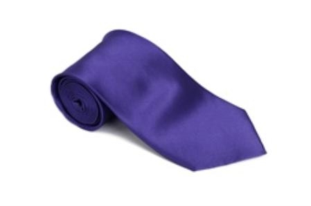 Royalpurple 100% Silk Solid Necktie With Handkerchief 