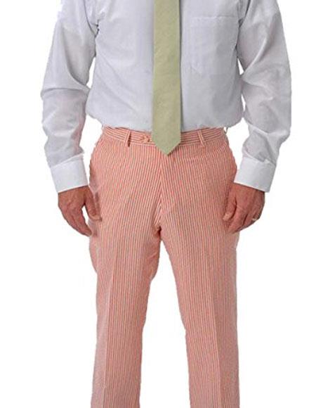  Cheap priced men's Searsucker Seersucker Sale Slacks Dress Pants Available in orange color  
