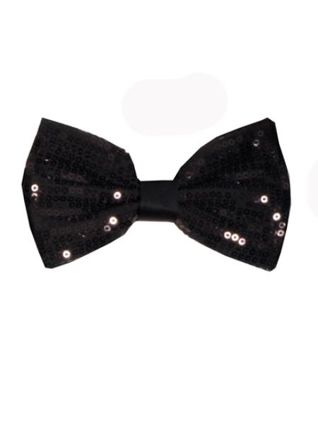  Sparkly Bow Tie Men's Black Polyester Sequin Bowties