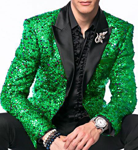 men's Sequin paisley Dinner Jacket Tuxedo Blazer glitter sparkly Green Sport coat 