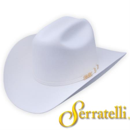 Serratelli Hat Company-100x Beaver Fur Felt Western Cowboy Hat – White 