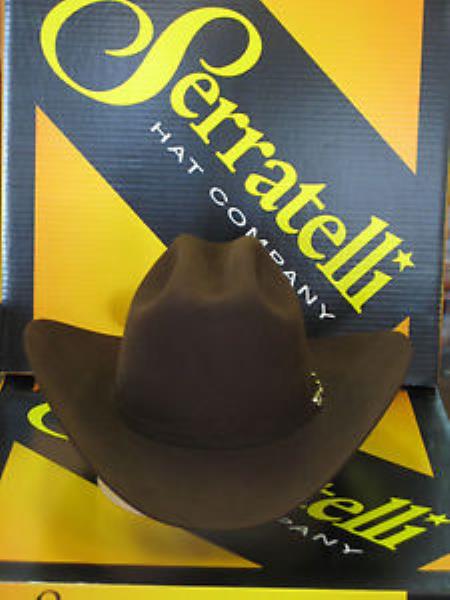 Serratelli Designer 100x El Comandant Platinum 3 1/2 Brim Western Cowboy Hat 