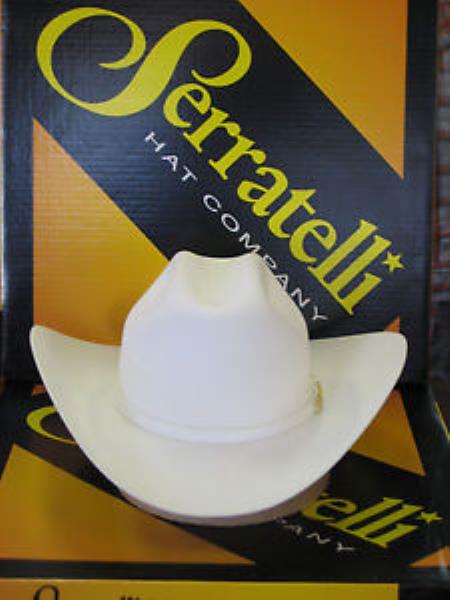 Serratelli Designer 30x San Jose White 3 1/2 Brim Western Cowboy Hat 